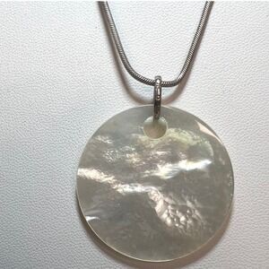 Vintage Thomas Sabo Sterling Silver Necklace Italy MOP Disc Snake Chain 18"